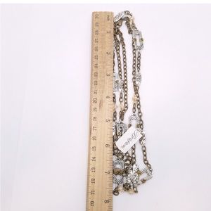 N164 BRIGHTON Acoma Long Two Tone Silver and Brass Necklace Retail $128
